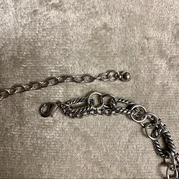 3-strand Silver tone Link chain with Faux Pearls - up to 20” - Picture 7 of 9